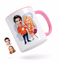 BK Gift Kişiye Özel Sevgililer Karikatürlü Pembe Kupa Bardak-54