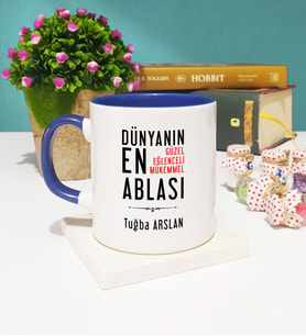 Abla Tasarımlı Kişiye Özel Abla Kupa Bardak Lacivert