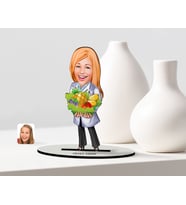 BK Gift Kişiye Özel Bayan Diyetisyen Karikatür Ahşap Biblo  1