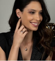 Gümüş Zirkon Taşlı Tasarım Abiye Günlük Model Set (Rose)