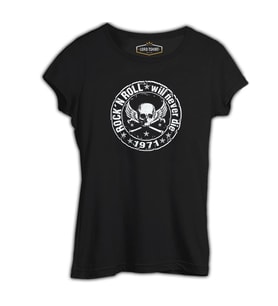 Rock 'N Roll Siyah Kadın Tshirt
