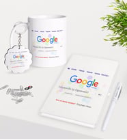 BK Gift Kişiye Özel Google Dünyanın En İyi Öğretmeni Kupa Anahtarlık Beyaz Defter Kalem Hediye Seti (Model 1)