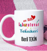 Mesajlı Laboratuvar Teknikeri Tasarımlı Kişiye Özel Laboratuvar Teknikeri Kupa Bardak