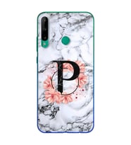 Mermer Çiçekli Harf Tasarım Süper Şeffaf Silikon Telefon Kılıfı Huawei P40 Lite 