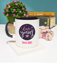 Love Yourself Tasarımlı Kişiye Özel Kupa Bardak Siyah