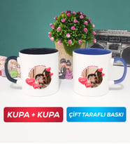 İkili Sevgiliye Sevgililer Günü Hediyesi 8 Kupa Bardak Siyah Lacivert