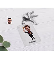 BK Gift Kişiye Özel Erkek Chef Karikatürlü Şeffaf Pleksi Anahtarlık-1 (Beyaz)