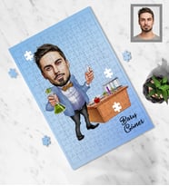 Kişiye Özel Öğretmen Karikatürlü A4 99 Parça Puzzle Bay-3