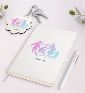 BK Gift Kişiye Özel Özel Eğitim Öğretmeni Beyaz Defter Kalem ve Anahtarlık Hediye Seti-2 (Model 1)