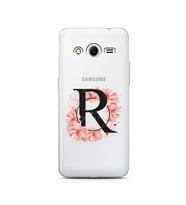 Pembe Çiçekli Harf Tasarım Süper Şeffaf Silikon Telefon Kılıfı Samsung Core 2 R-