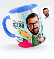 BK Gift Kişiye Özel Bay Ressam Karikatürlü Mavi Kupa Bardak  1