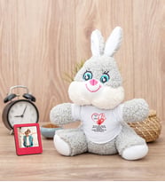 Sevgililer Günü Hediyesi Mesajlı Peluş Tavşan ve Mini Fotoğraf Çerçevesi