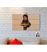BK Gift Kişiye Özel Tesettürlü Kadın Öğretmen Karikatürlü Otantik Ahşap Palet Tablo-2
