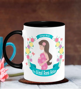 BK Gift Kişiye Özel Anneler Günü Temalı Siyah Kupa Bardak S7