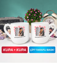 İkili Sevgiliye Sevgililer Günü Hediyesi 12 Kupa Bardak Oval