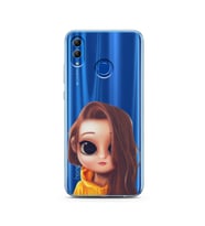 Kahve Saçlı Kız Tasarımlı Süper Şeffaf Silikon Telefon Kılıfı Huawei Honor 10 Li