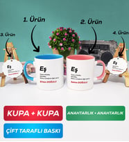 İkili Mavi Pembe Eş Kupa Bardak Anahtarlık