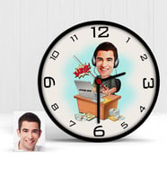 BK Gift Kişiye Özel Bay Gamer Karikatür Ahşap Duvar Saati  1