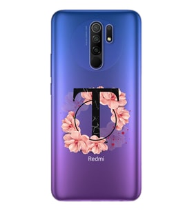 Pembe Çiçekli Harf Tasarım Süper Şeffaf Silikon Telefon Kılıfı Xiomai Redmi 9 T-