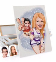 BK Gift Kişiye Özel Sevgililer Karikatürlü Kanvas Tablo 50x70cm-30