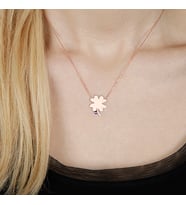 Afrodit Silver Roze Rengi Nazar Boncuklu Dört Yapraklı Yonca Gümüş Kolye