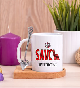 Savcı Ahşap Altlıklı Beyaz Kupa Bardak