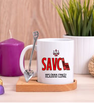 Savcı Ahşap Altlıklı Beyaz Kupa Bardak