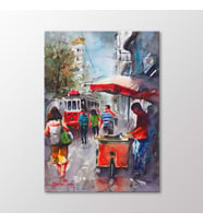 Arty Tablo Suluboya Kestaneci ve Tramvay Tablo (Karışık)