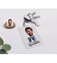 BK Gift Kişiye Özel Erkek Radyoloji Uzmanı Karikatürlü Şeffaf Pleksi Anahtarlık (Beyaz)