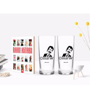 BK Gift Kişiye Özel Renkli Baskılı Hangimiz Sevmedik Çılgınlar Gibi Silüet Tasarımlı İkili Rakı Bardağı ve Rakı Cep Kitabı Hediye Seti-1 (Model 1)