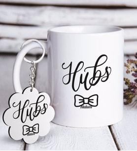 BK Gift Kişiye Özel Koca Beyaz Kupa ve Anahtarlık Hediye Seti (Model 1)