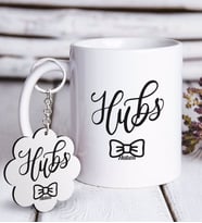 BK Gift Kişiye Özel Koca Beyaz Kupa ve Anahtarlık Hediye Seti (Model 1)