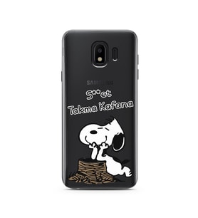 Snoopy Tasarımlı Süper Şeffaf Silikon Telefon Kılıfı Samsung J4 (2018)