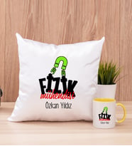 Fizik Mühendisi Kare Yastık ve Sarı Kupa Bardak
