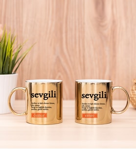 Sevgili Kelime Anlamı İkili Gold Kupa Bardak