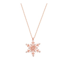 Afrodit Silver Roze Rengi Kar Tanesi Gümüş Kolye