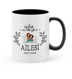 BK Gift Kişiye Özel Yılın En İyi Ailesi Siyah Kupa Bardak  1