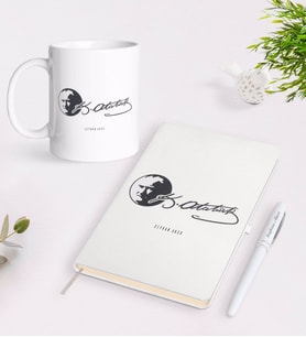 BK Gift Kişiye Özel Atatürk Temalı Beyaz Defter Kalem Kupa Seti-20 (Model 1)