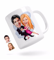BK Gift Kişiye Özel Sevgililer Karikatürlü Beyaz Kupa Bardak-13