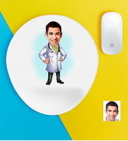 BK Gift Kişiye Özel Bay Doktor Karikatürlü Bilek Destekli Mouse Pad-1 (Beyaz)