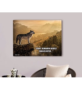 BK Gift Kişiye Özel Kurt Tasarımlı Kanvas Tablo 70x100cm-1