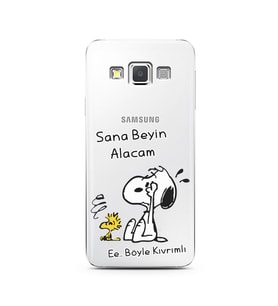 Snoopy Tasarımlı Süper Şeffaf Silikon Telefon Kılıfı Samsung A3 (2015)