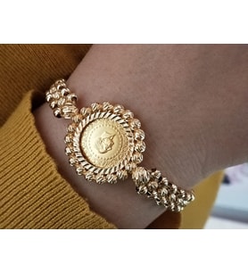 çeyrek bileklik 22ayar altın kaplama zirkon taşlı