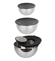 Acar Karat 9 Parça Rendeli Karıştırma Kabı 16-20-24cm (Gri)