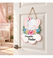 Gifties Çiçekler için Fil Yavrusu Temalı Kişiye Özel Kapı Süsü