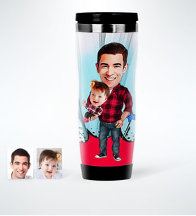 BK Gift Kişiye Özel Baba Kız Karikatürlü Çelik Termos Bardak  2