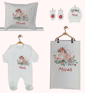 Pia Baby Gl 1949-02 İsme Özel Beşli Tulum Set
