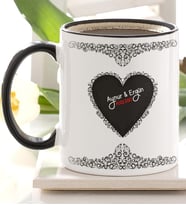 BK Gift Kişiye Özel Siyah Kupa Bardak Sevgililer Günü Temalı 32
