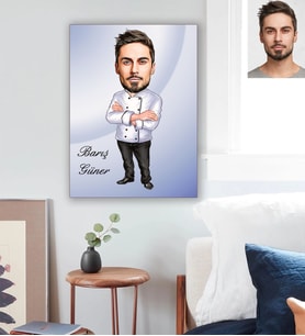 Kişiye Özel Aşçı Karikatürlü Ahşap Tablo 30x47 Bay-5