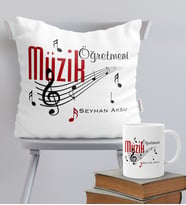 BK Gift Kişiye Özel Müzik Öğretmeni Temalı Yastık Kupa Seti - 1